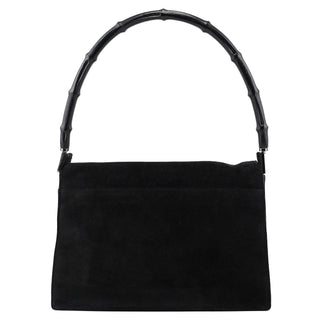 Gucci Black Suede Bamboo Shoulder Bag