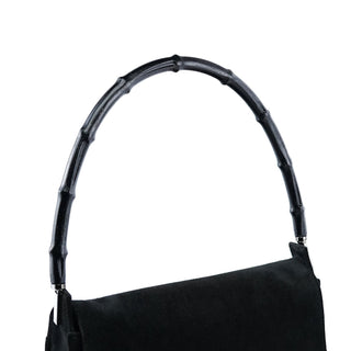 Gucci Black Suede Bamboo Shoulder Bag