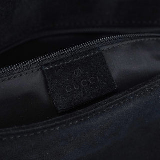 Gucci Black Suede Bamboo Shoulder Bag