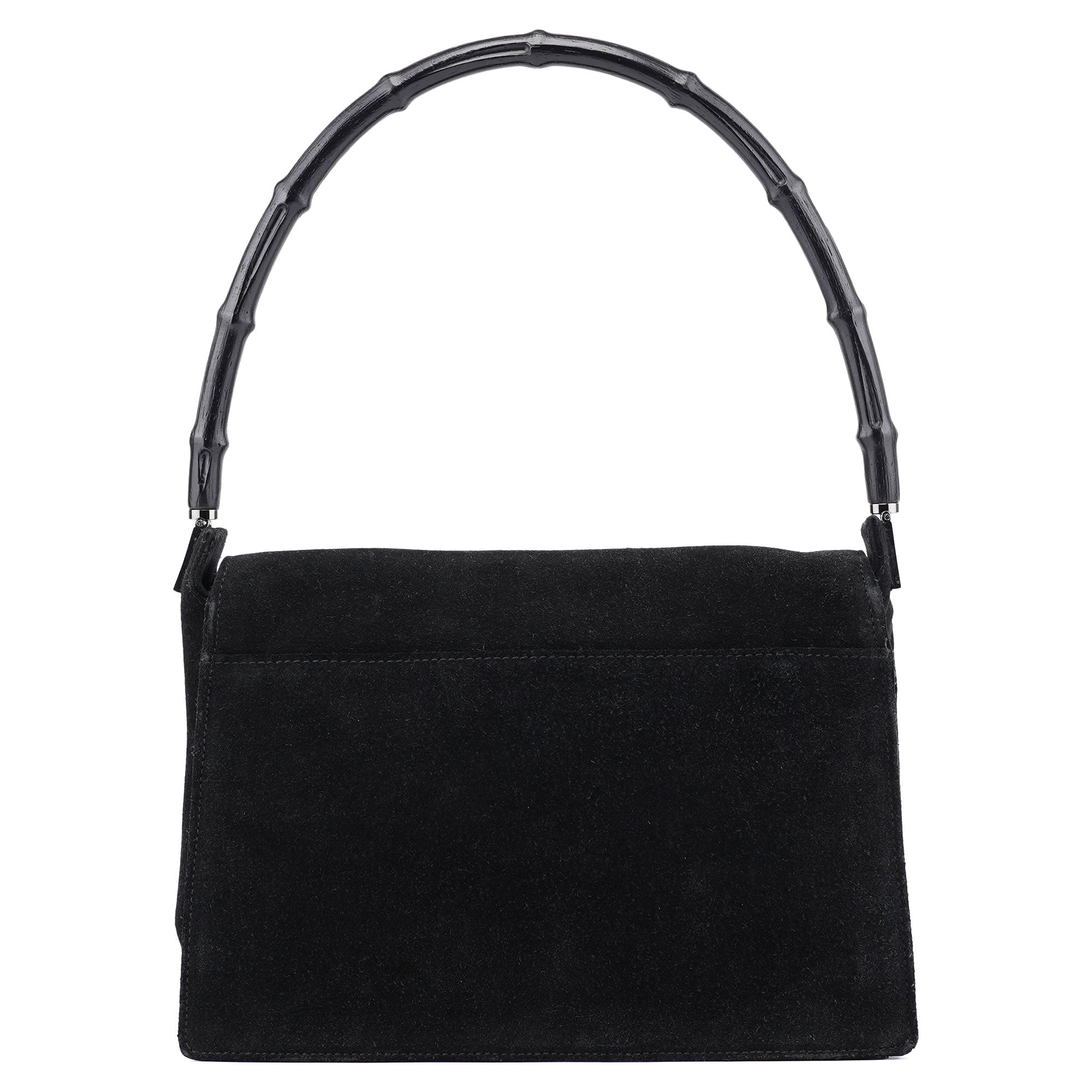 Gucci Black Suede Bamboo Shoulder Bag