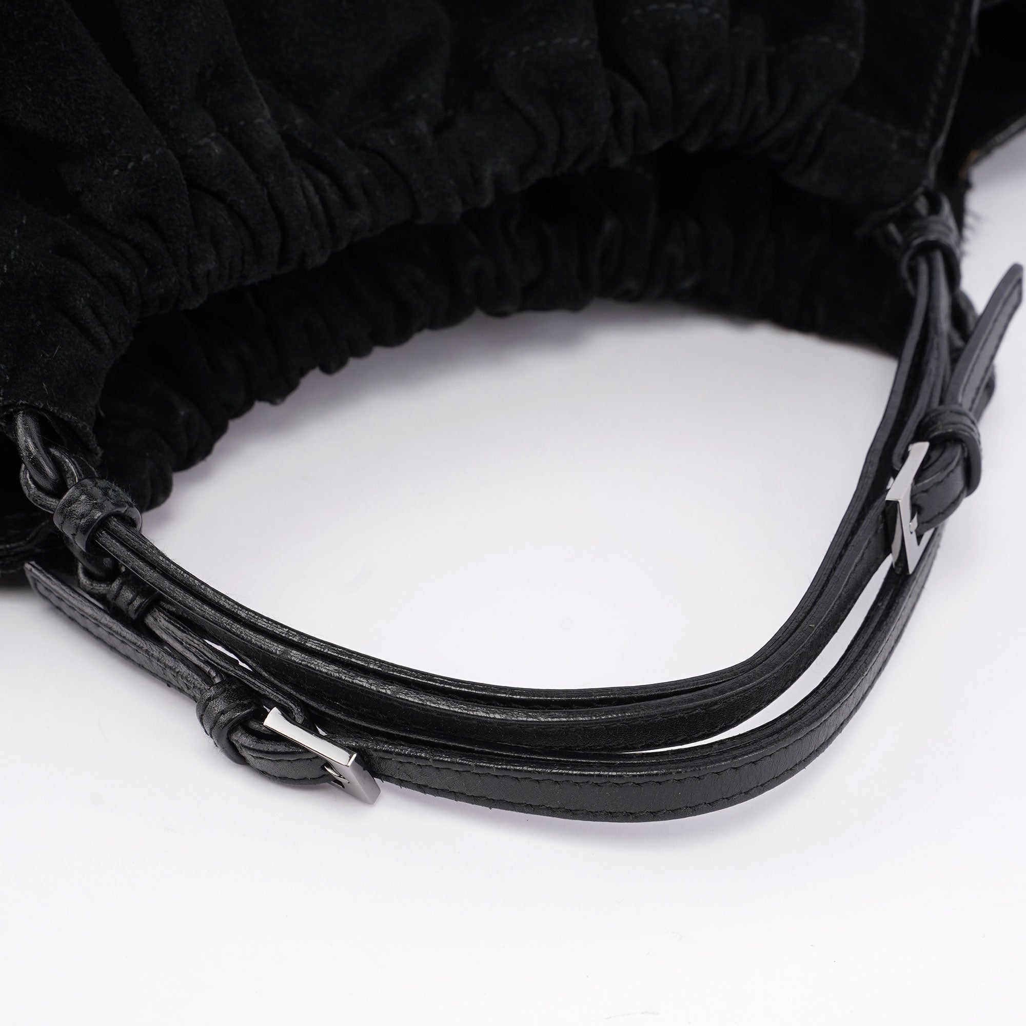 Gucci Black Suede Dual Handle Bag