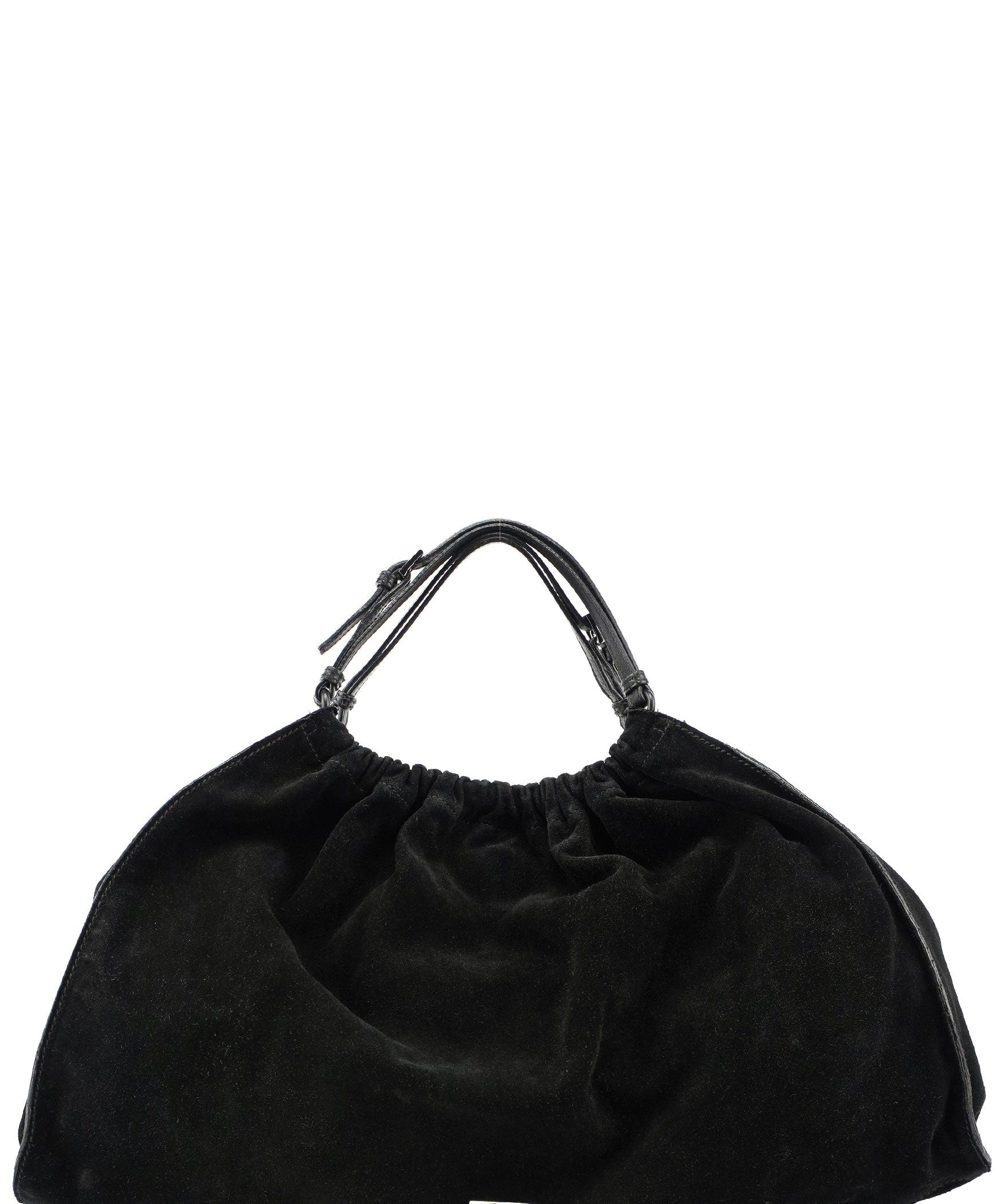 Gucci Black Suede Dual Handle Bag