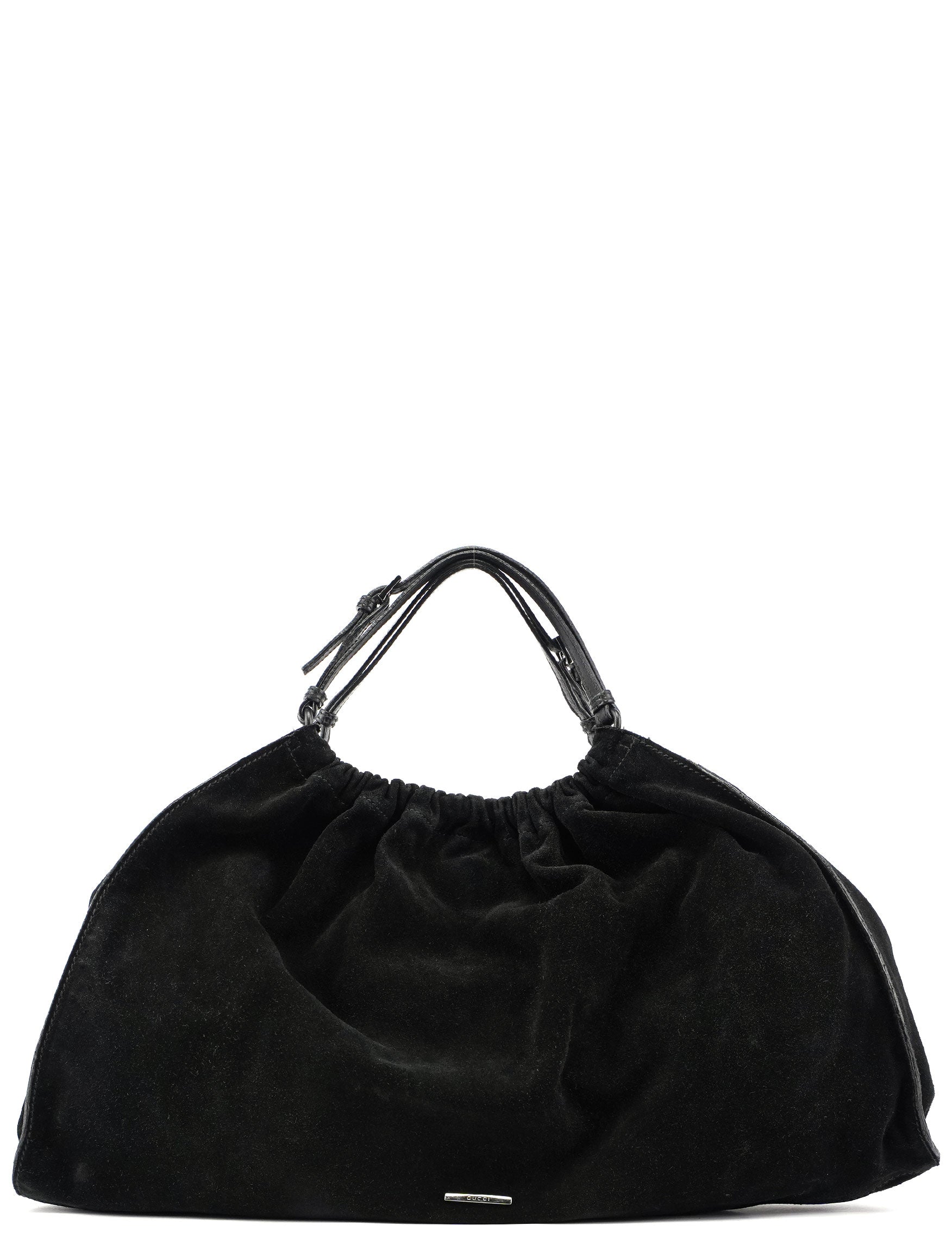 Gucci Black Suede Dual Handle Bag