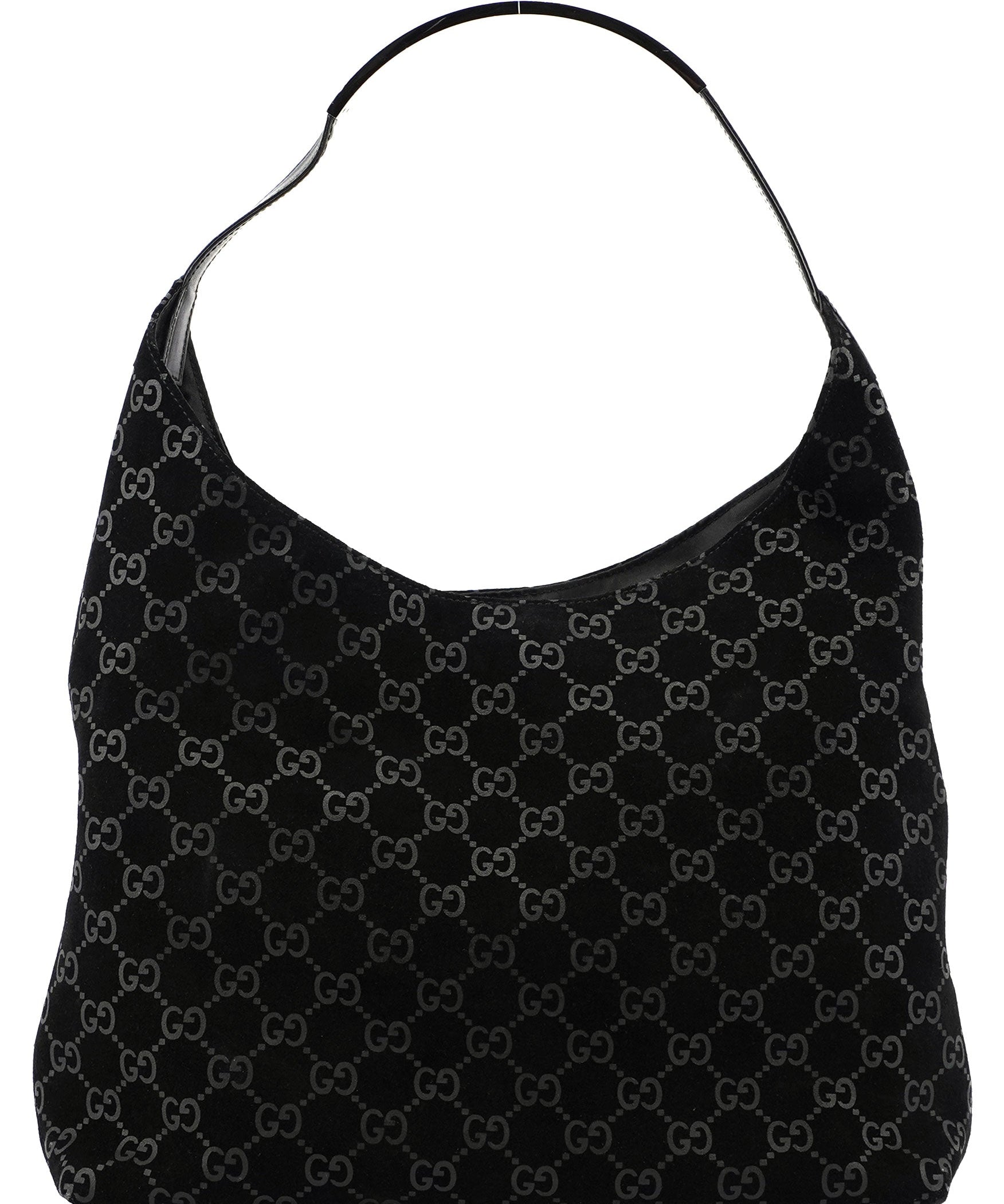 Gucci Black Suede GG Hobo Shoulder Bag