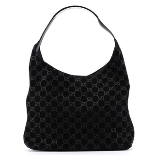 Gucci Black Suede GG Hobo Shoulder Bag