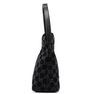 Gucci Black Suede GG Hobo Shoulder Bag