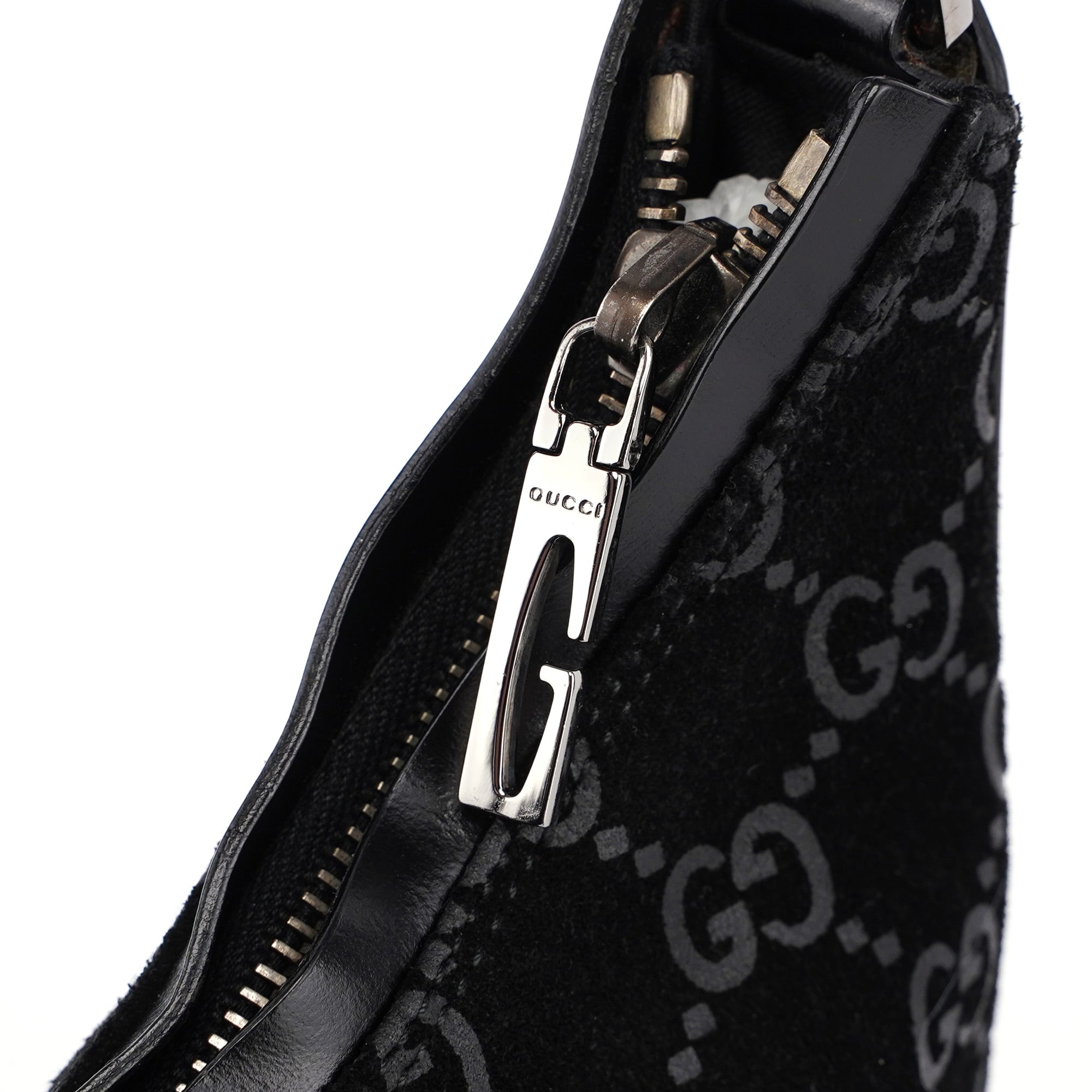 Gucci Sac hobo en daim GG noir