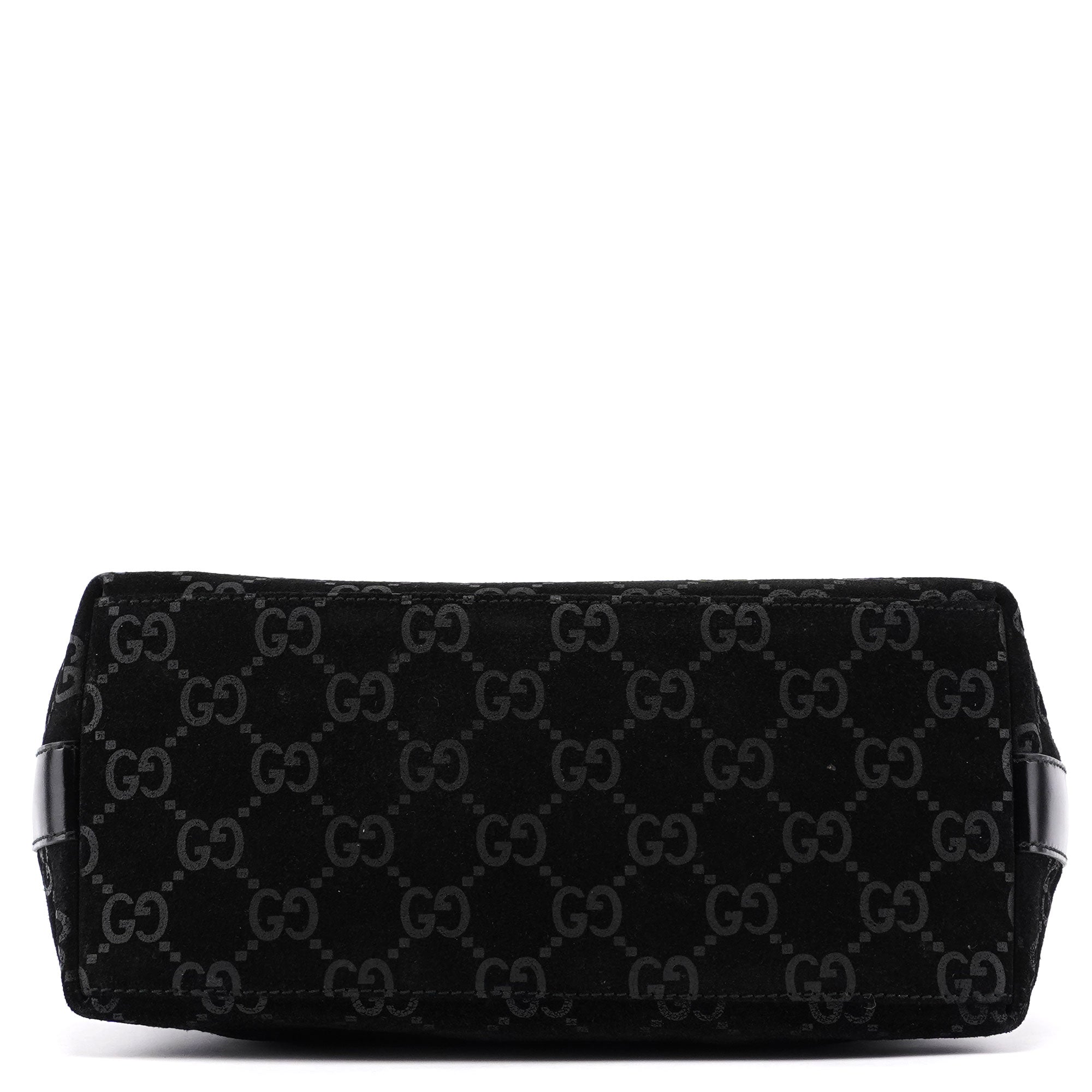 Gucci Black Suede GG Hobo Shoulder Bag