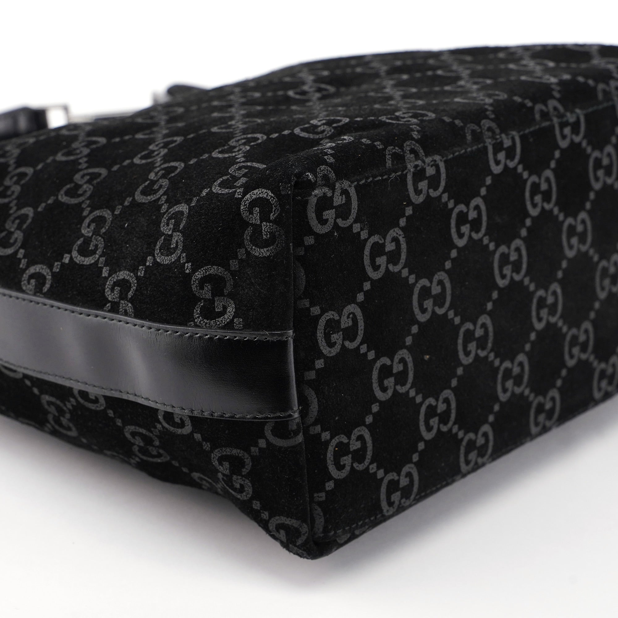 Gucci Sac hobo GG en daim noir