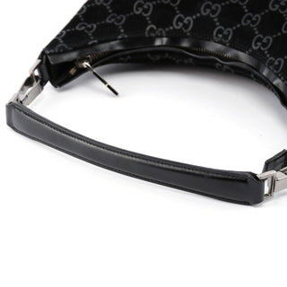 Gucci Black Suede GG Shoulder Bag