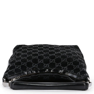 Gucci Black Suede GG Shoulder Bag