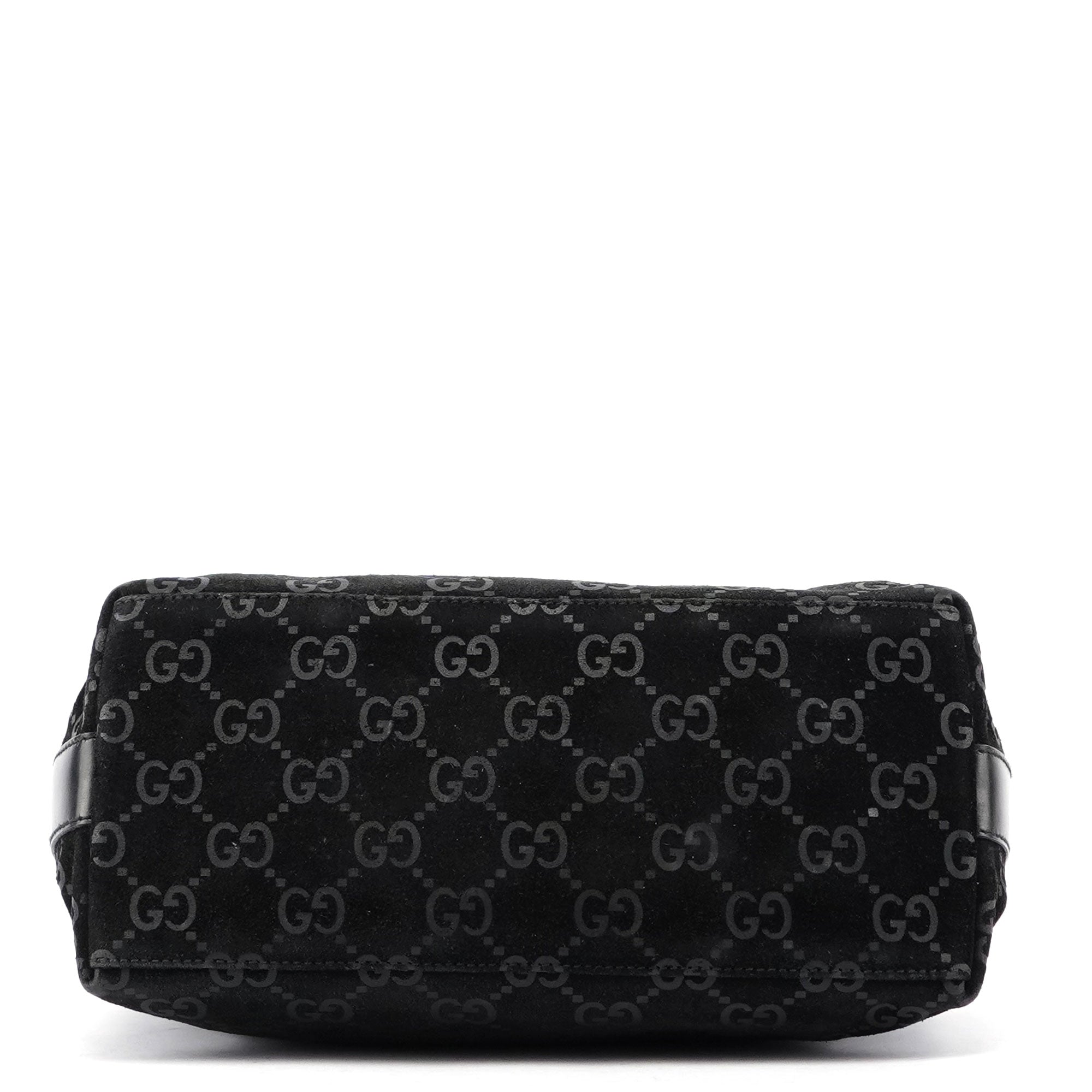 Gucci Black Suede GG Shoulder Bag