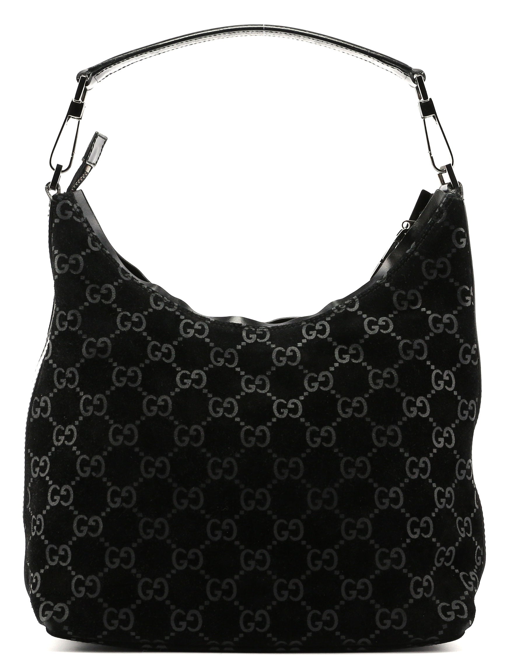 Gucci Black Suede GG Shoulder Bag