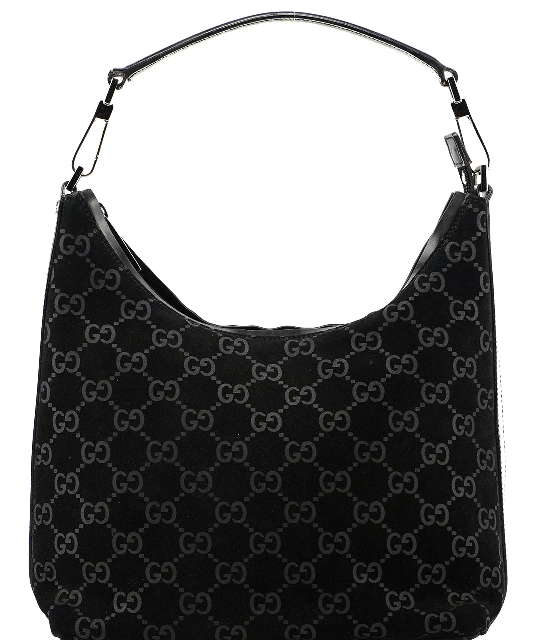 Gucci Black Suede GG Shoulder Bag