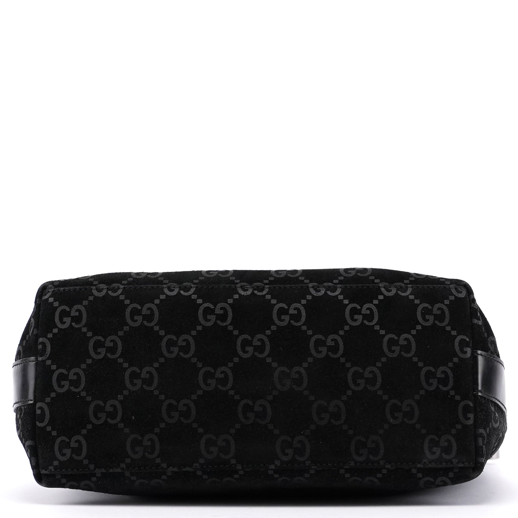 Gucci Black Suede GG Shoulder Bag