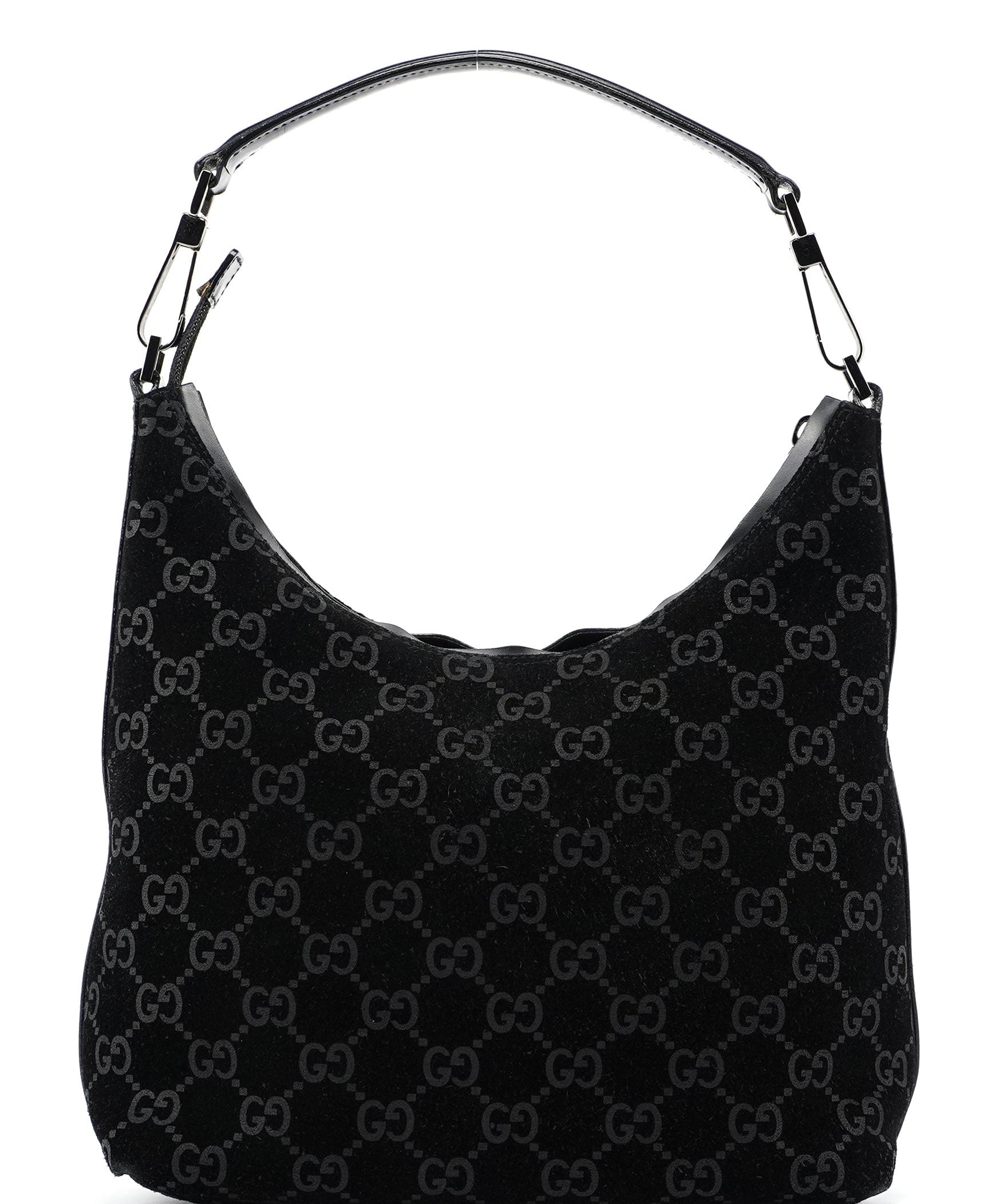 Gucci Black Suede GG Shoulder Bag