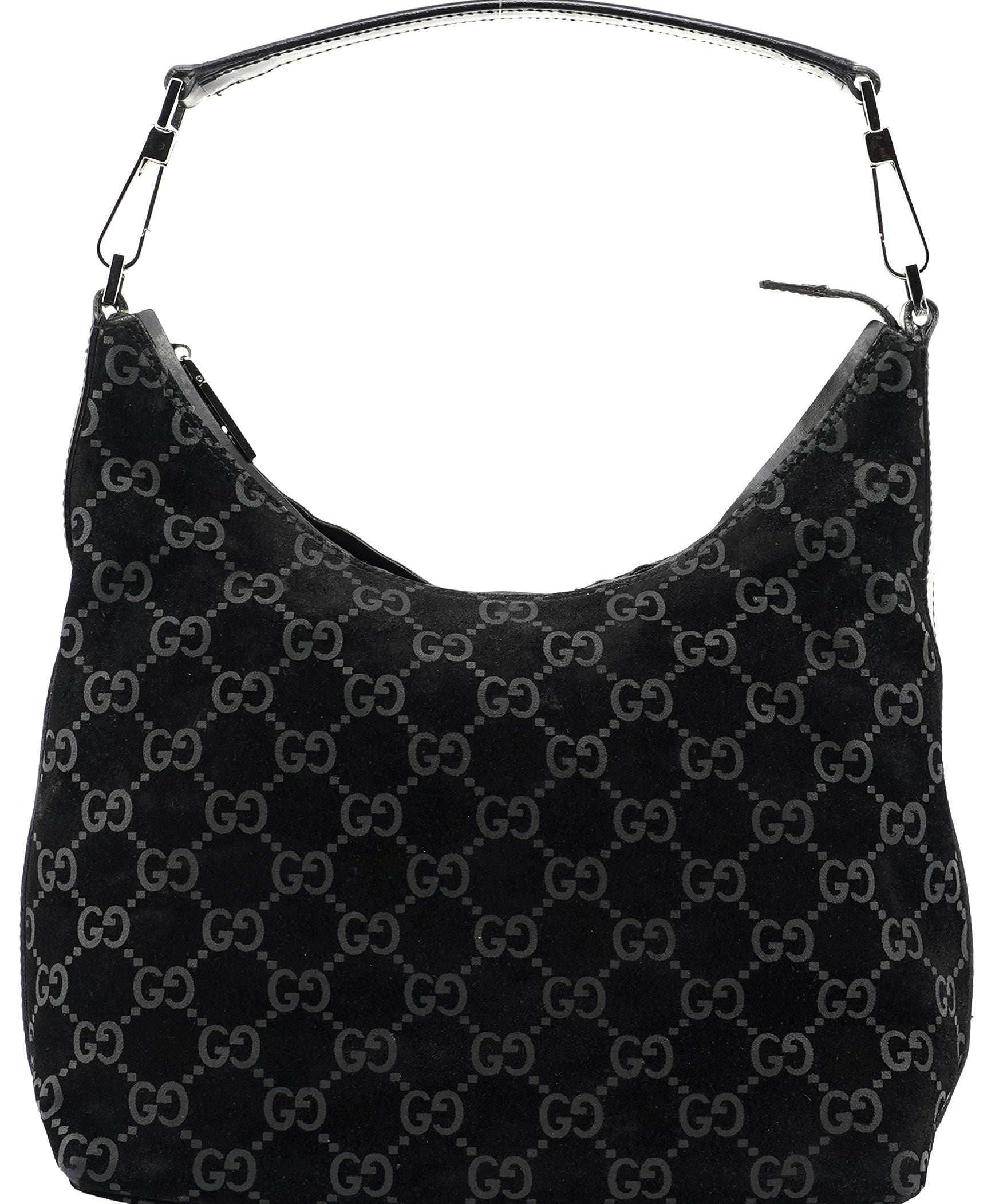 Gucci Black Suede GG Shoulder Bag
