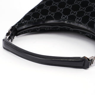 Gucci Black Suede GG Shoulder Bag