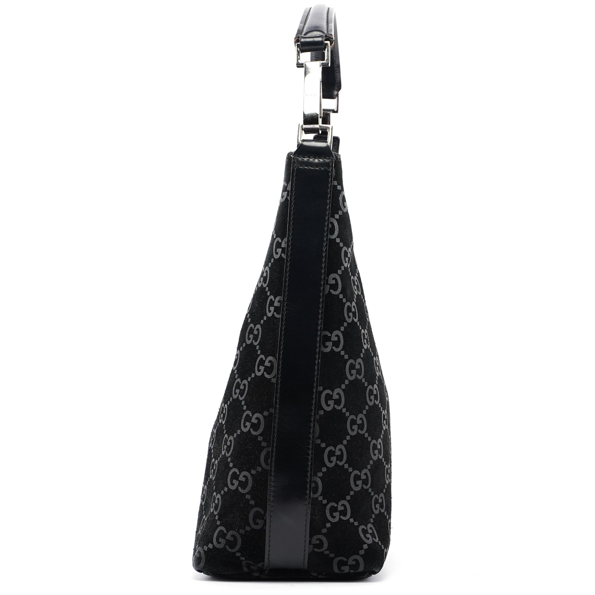 Gucci Schultertasche aus schwarzem GG Veloursleder