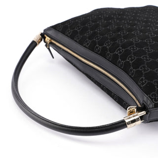 Gucci Black Suede GG Shoulder Hobo Bag