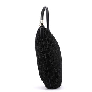 Gucci Black Suede GG Shoulder Hobo Bag