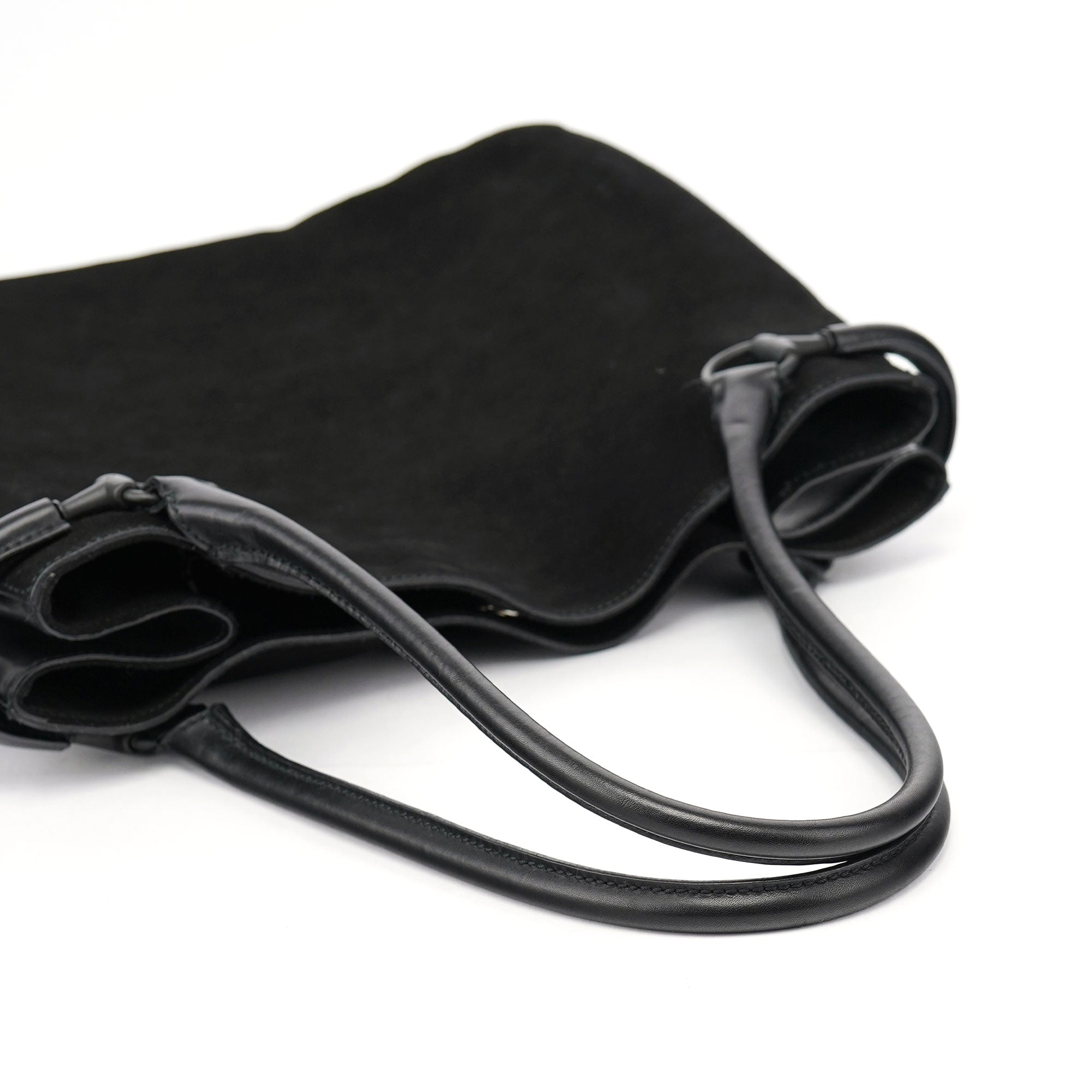 Gucci Black Suede Horsebit Tote Bag