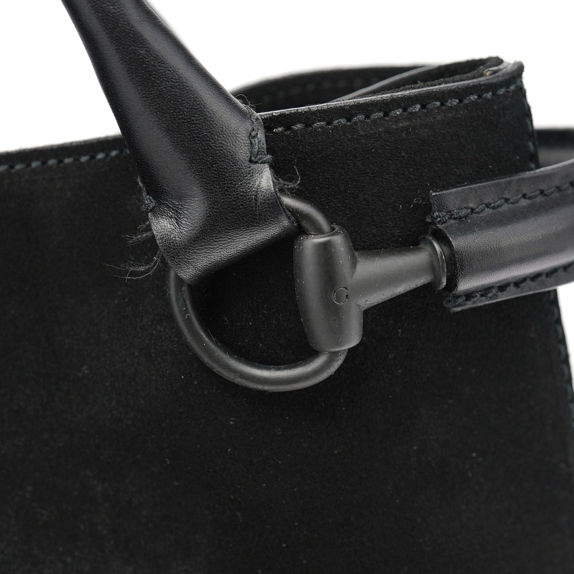 Gucci Black Suede Horsebit Tote Bag
