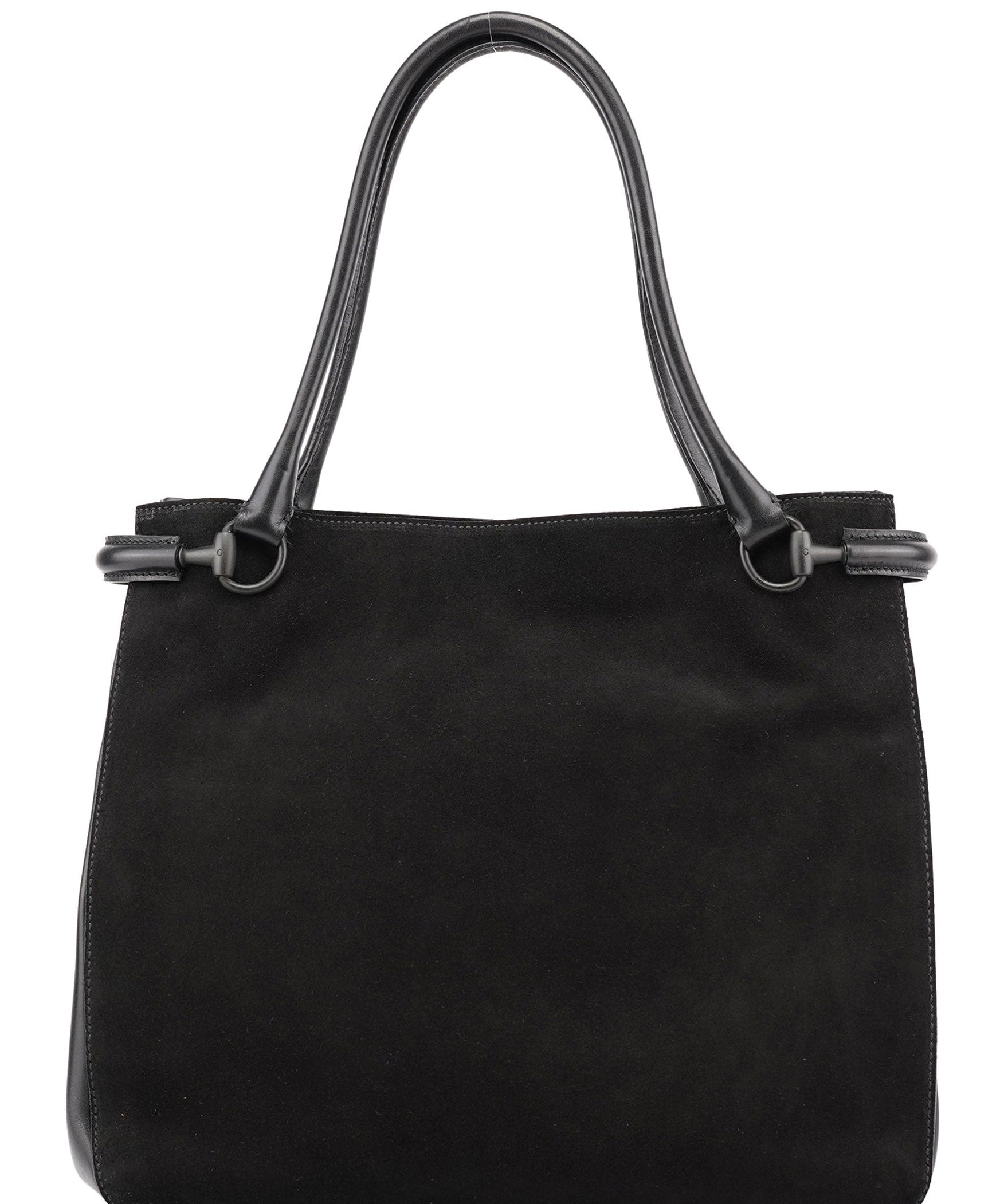 Gucci Black Suede Horsebit Tote Bag