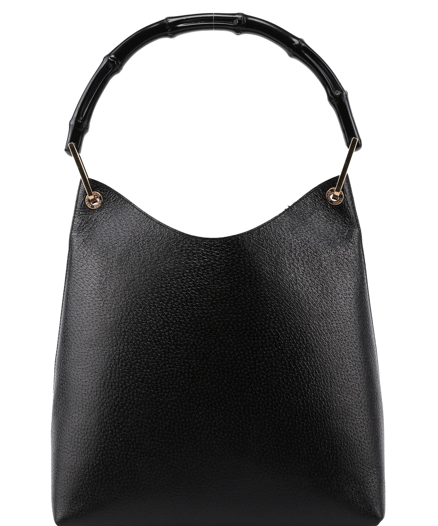 Gucci Black Textured Leather Bamboo Shoulder Bag