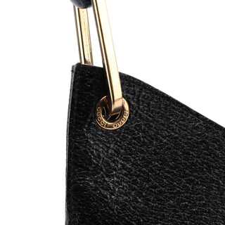 Gucci Black Textured Leather Bamboo Shoulder Bag