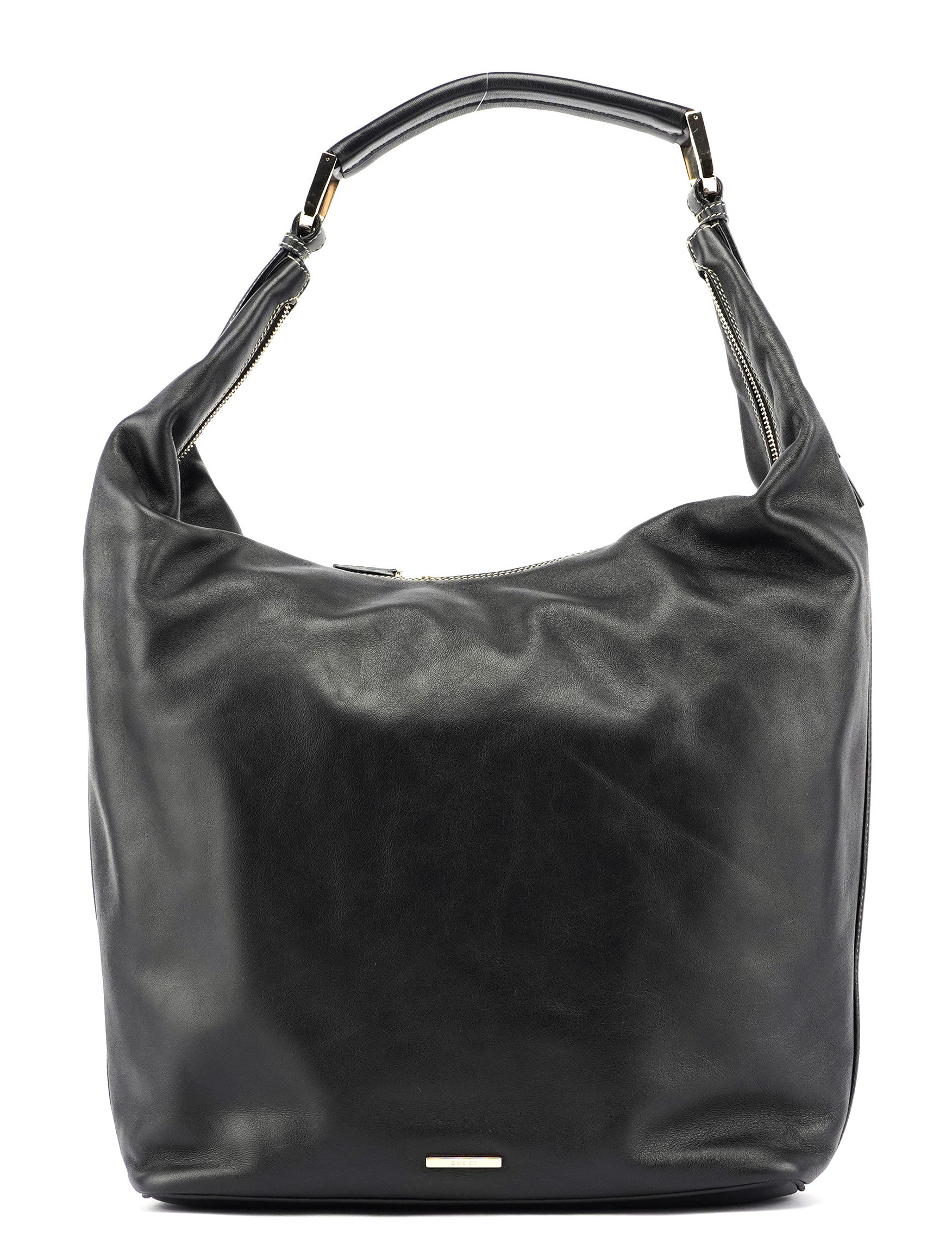 Gucci Black Vitello Hobo Shoulder Bag