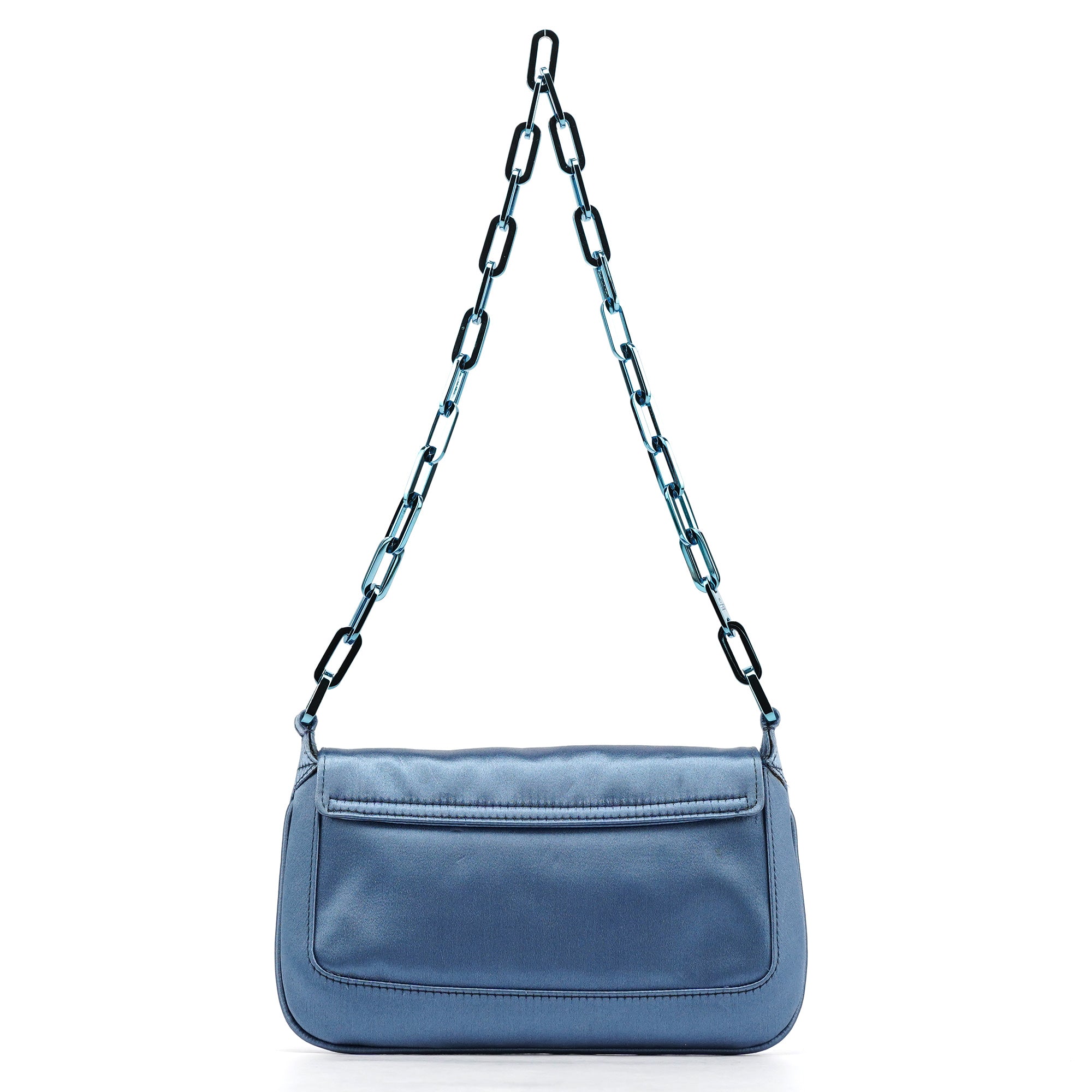 Gucci Schultertasche mit Kette aus blauem Satin