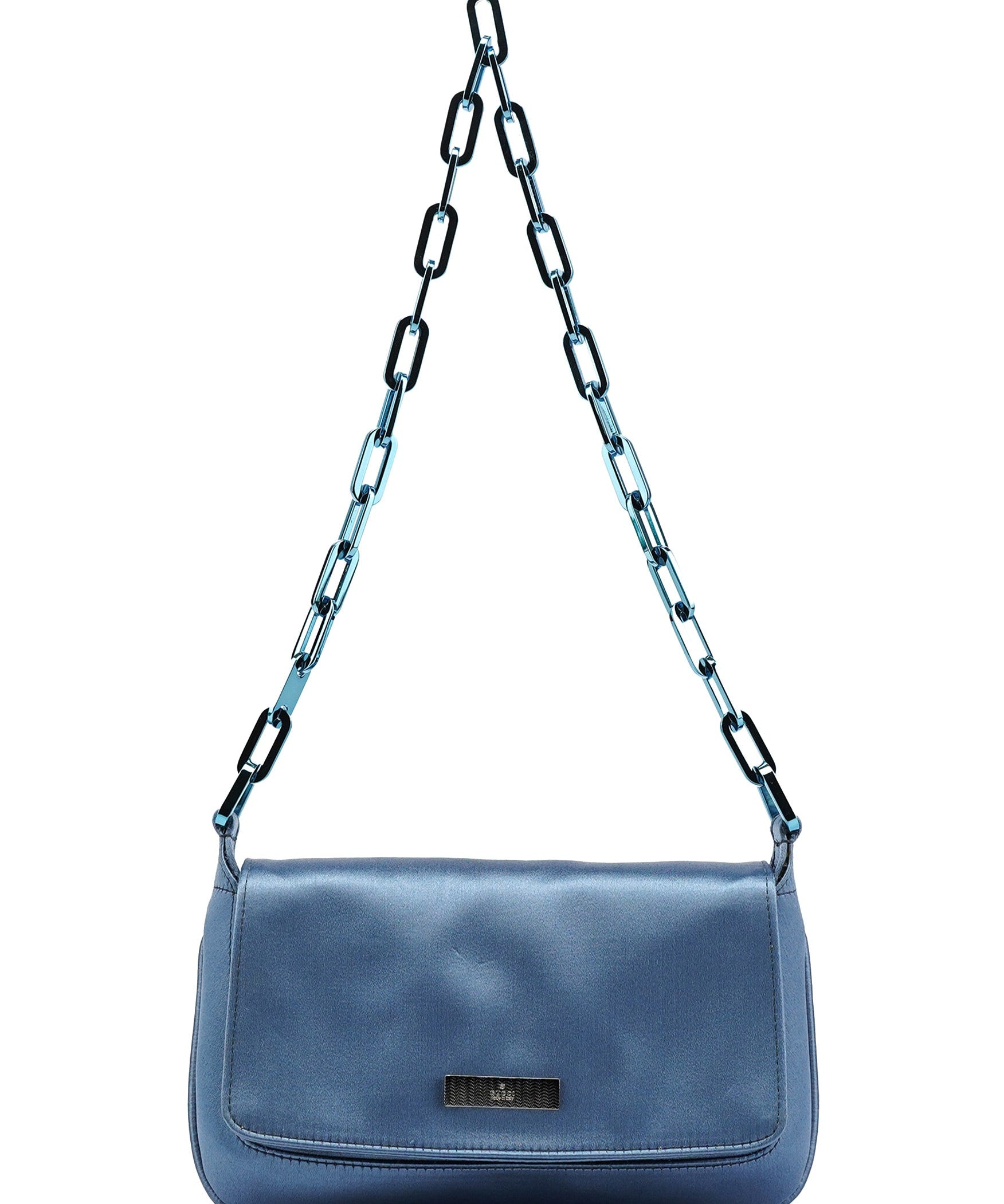 Gucci Blue Satin Chain Shoulder Bag