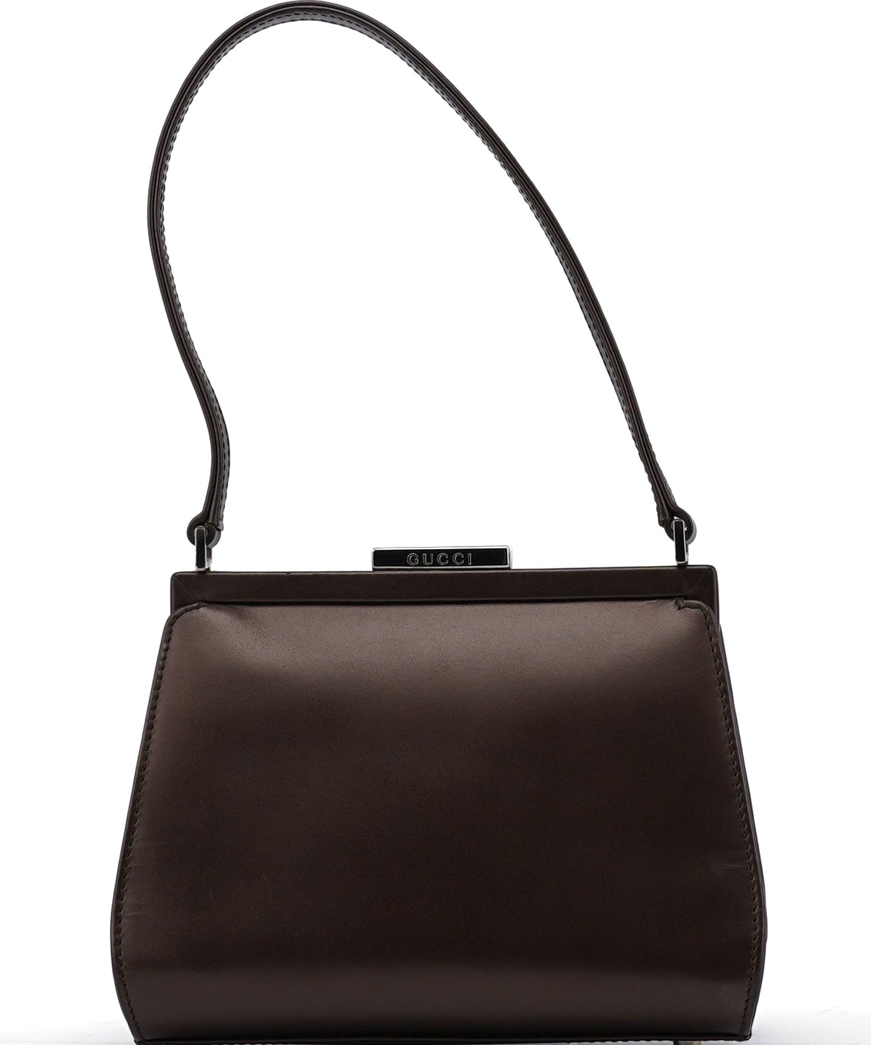 Gucci Bronze Calfskin Clutch Shoulder Bag