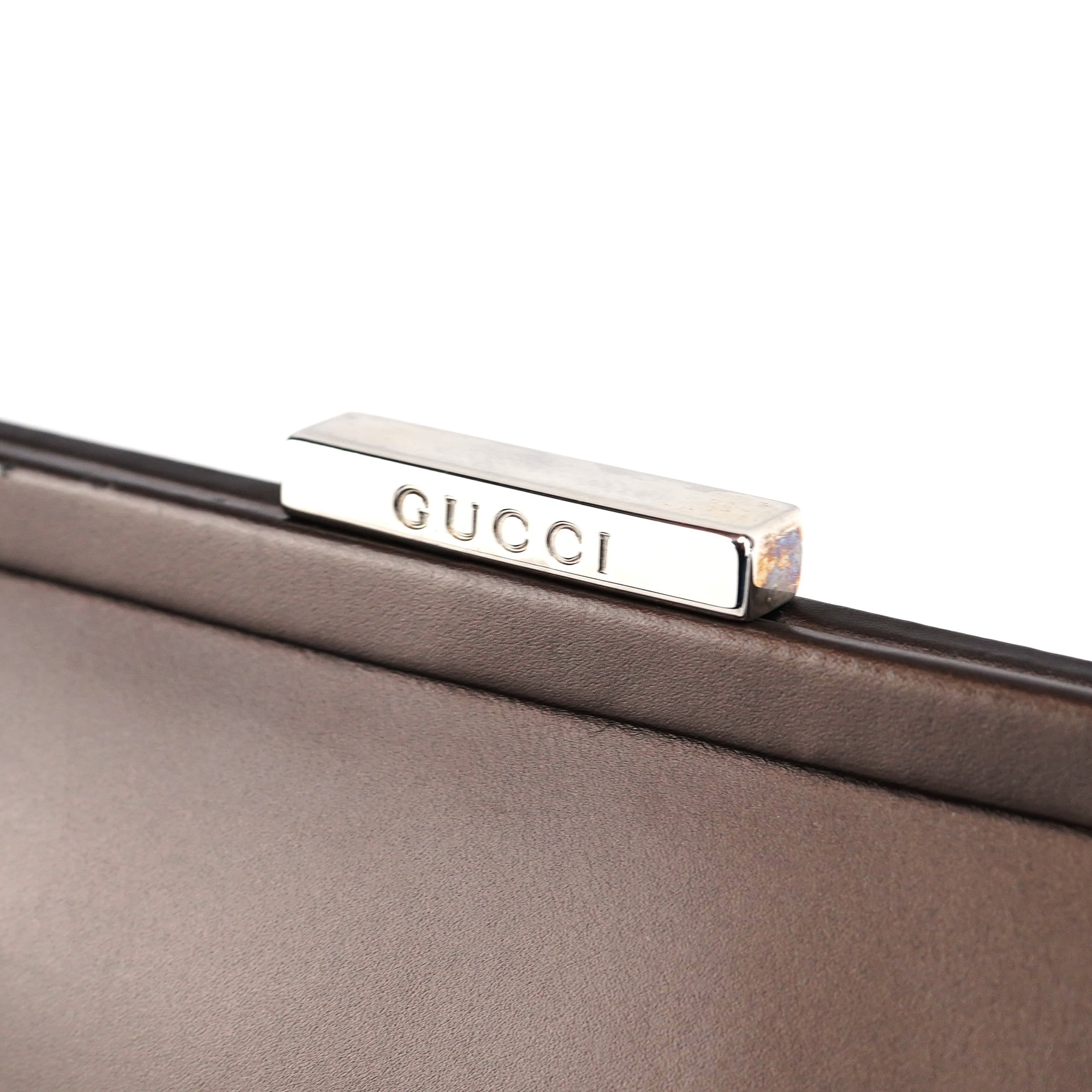 Gucci Bronze Calfskin Clutch Shoulder Bag