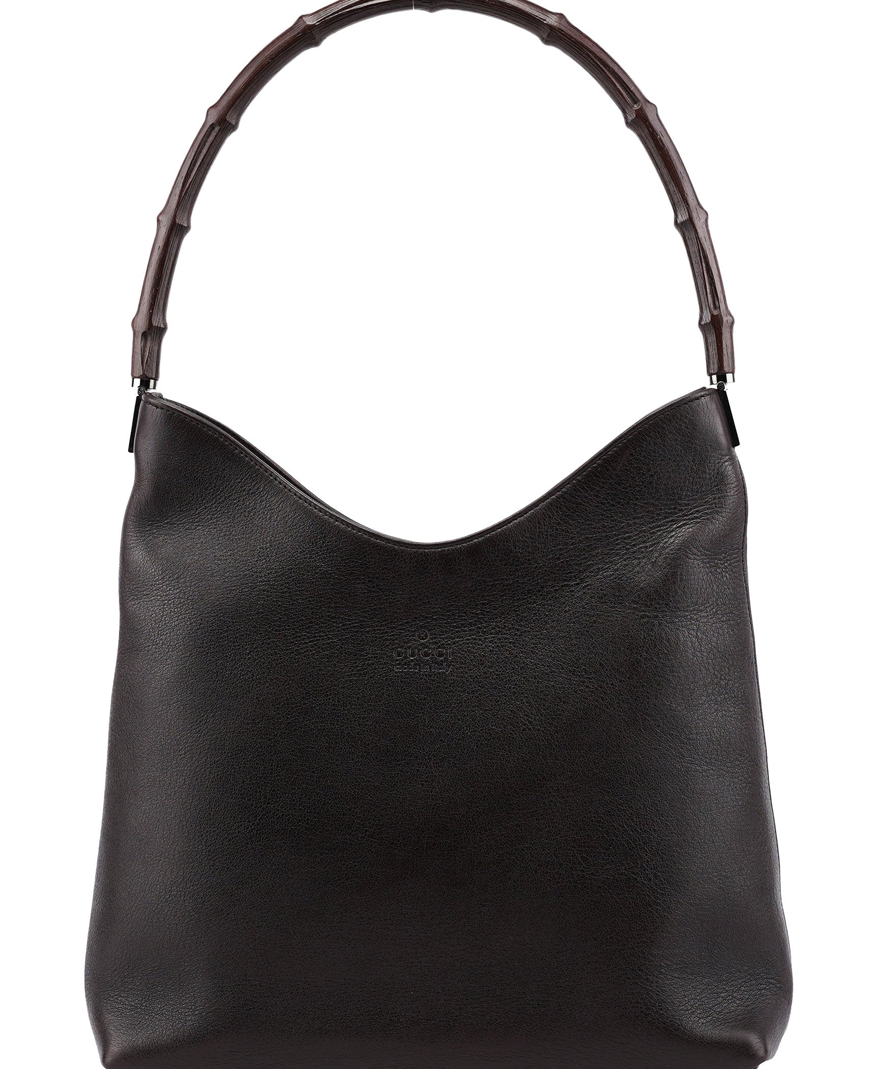 Gucci Brown Calfskin Bamboo Shoulder Bag