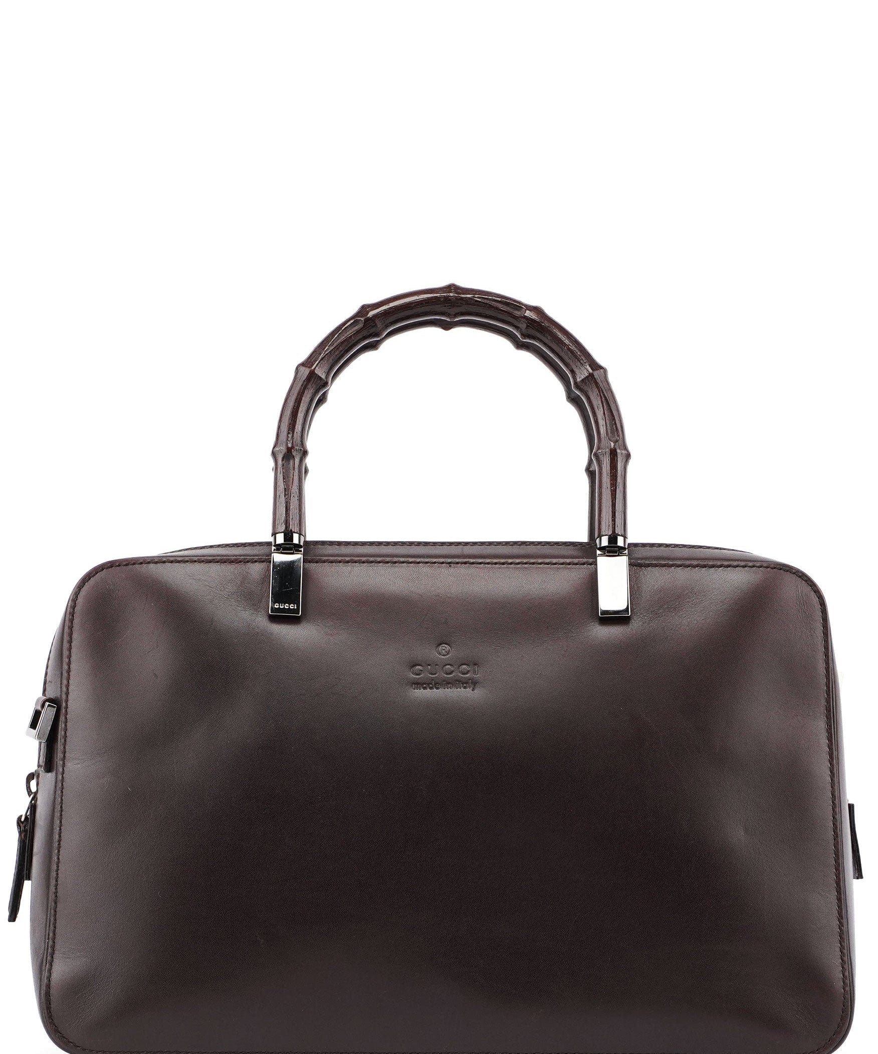 Gucci Brown Calfskin Bamboo Tote