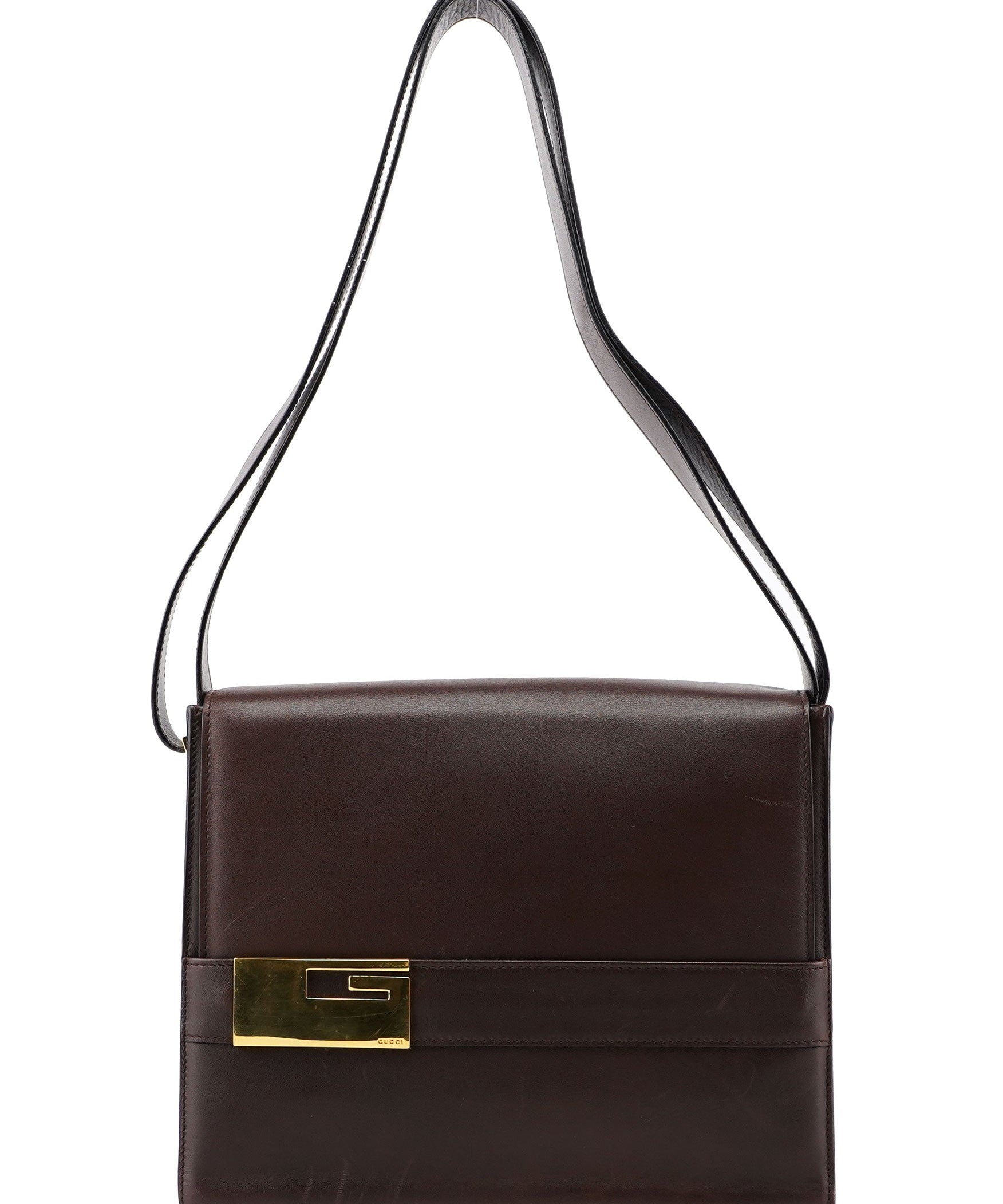Gucci Brown Calfskin Square G Shoulder Bag