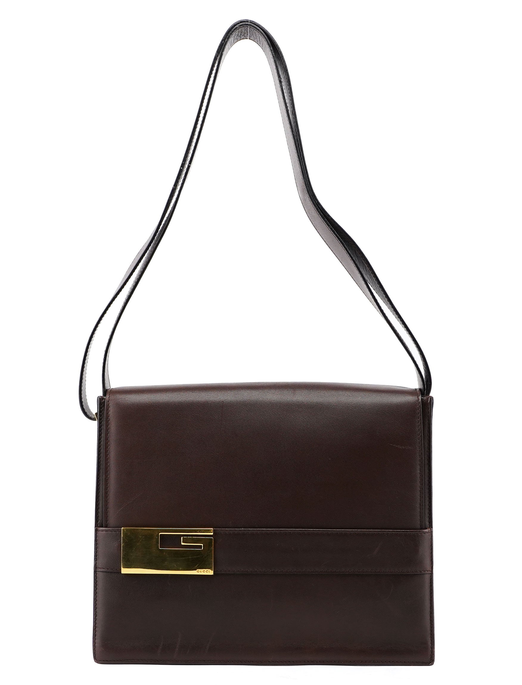 Gucci Brown Calfskin Square G Shoulder Bag