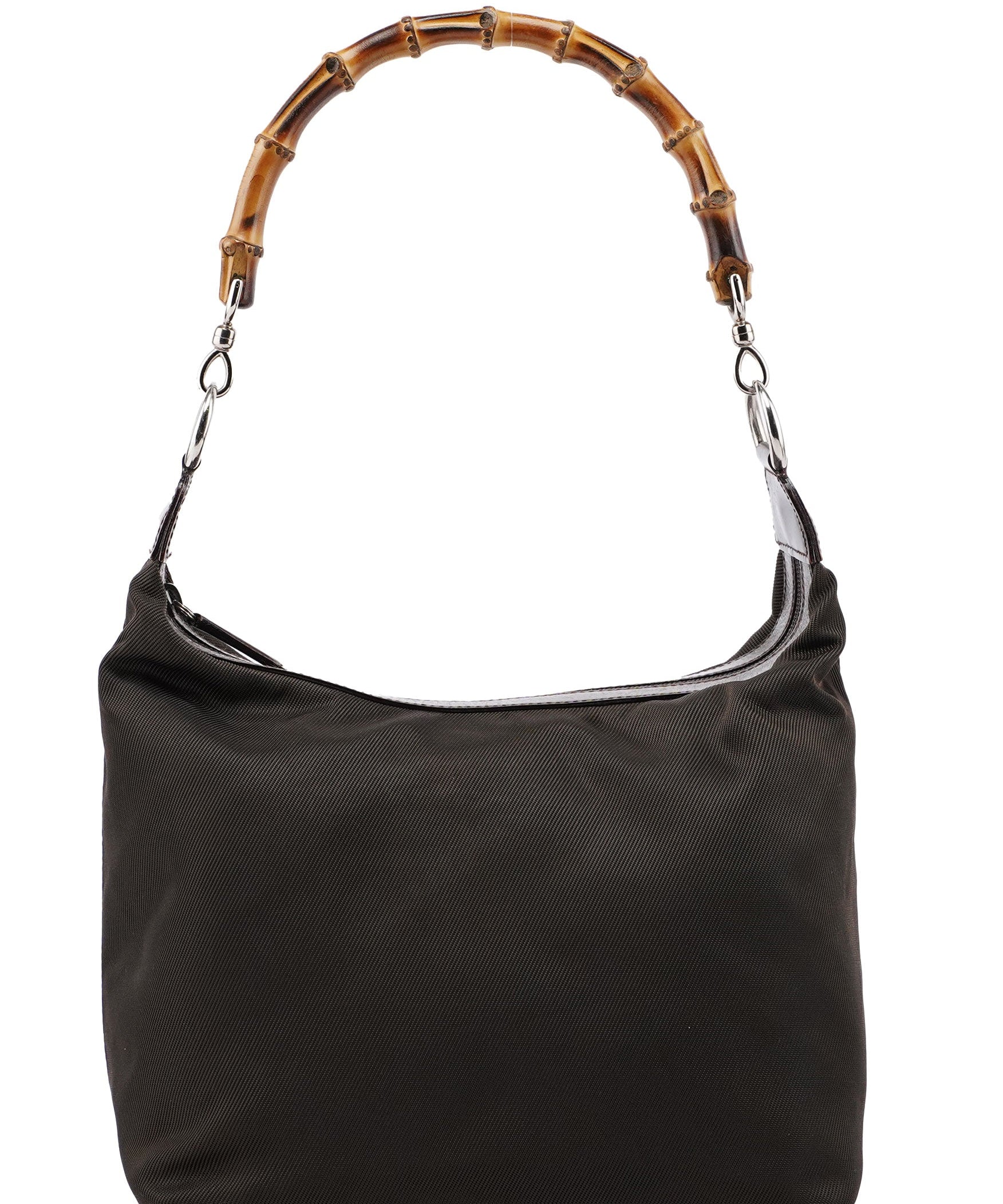 Gucci Brown Canvas Bamboo Shoulder