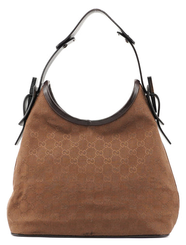 Gucci Brown Canvas GG Hobo Shoulder Bag