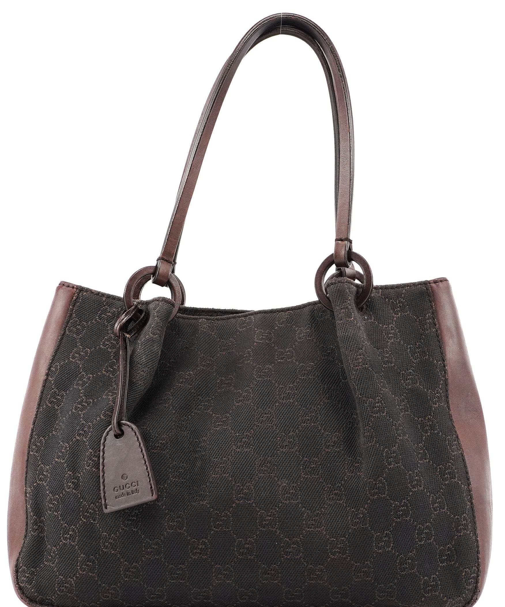 Gucci Brown Canvas Leather GG Tote