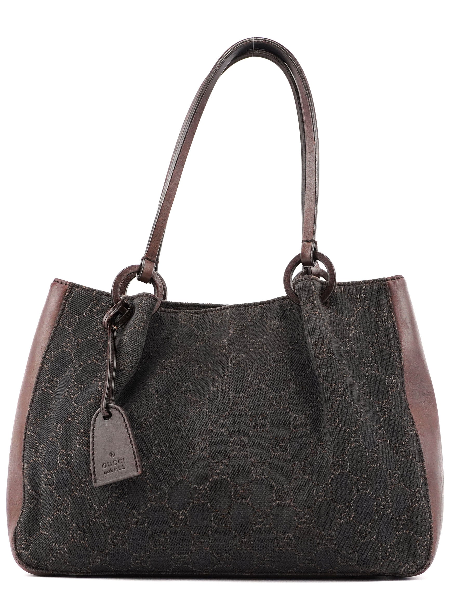 Gucci Brown Canvas Leather GG Tote