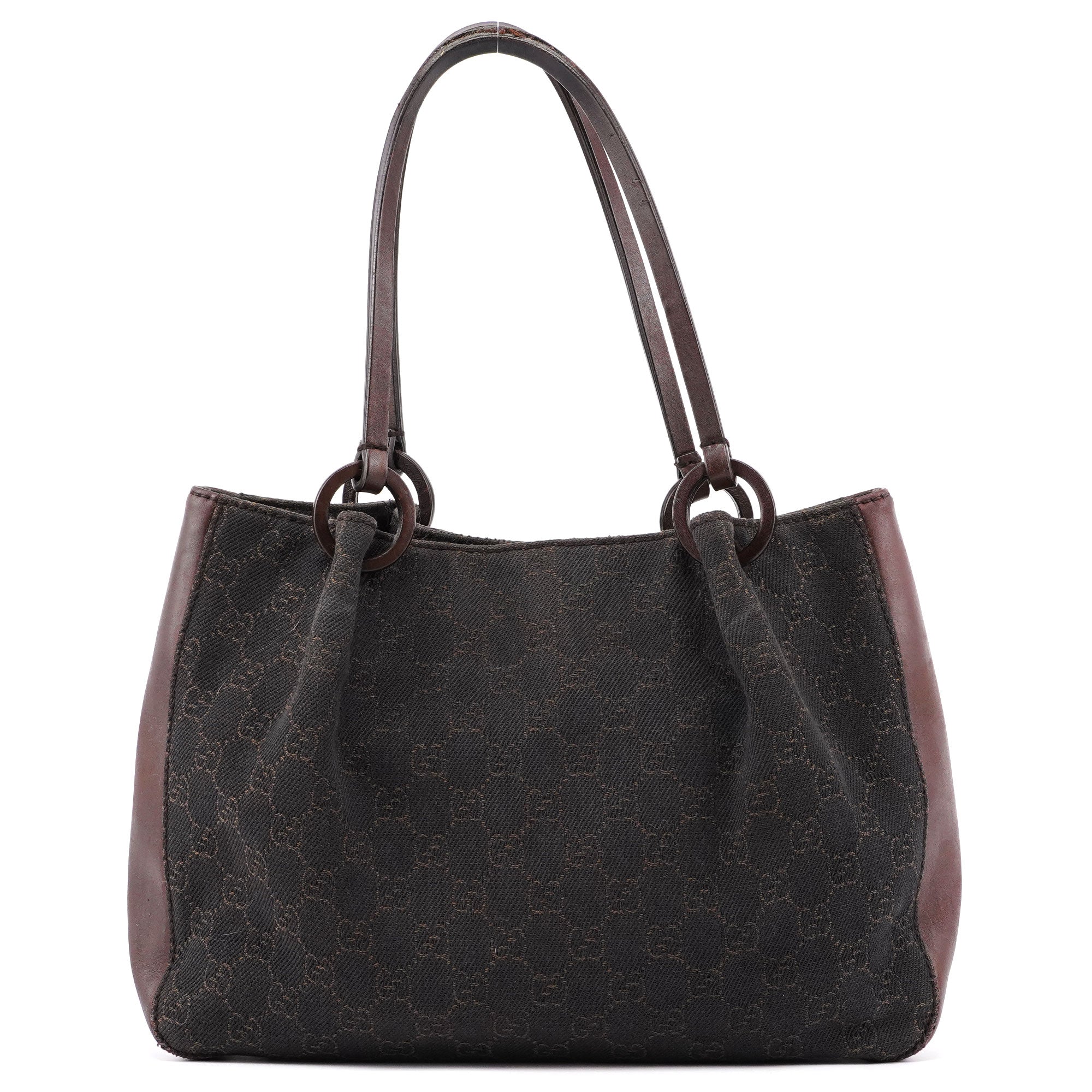 Gucci Brown Canvas Leather GG Tote