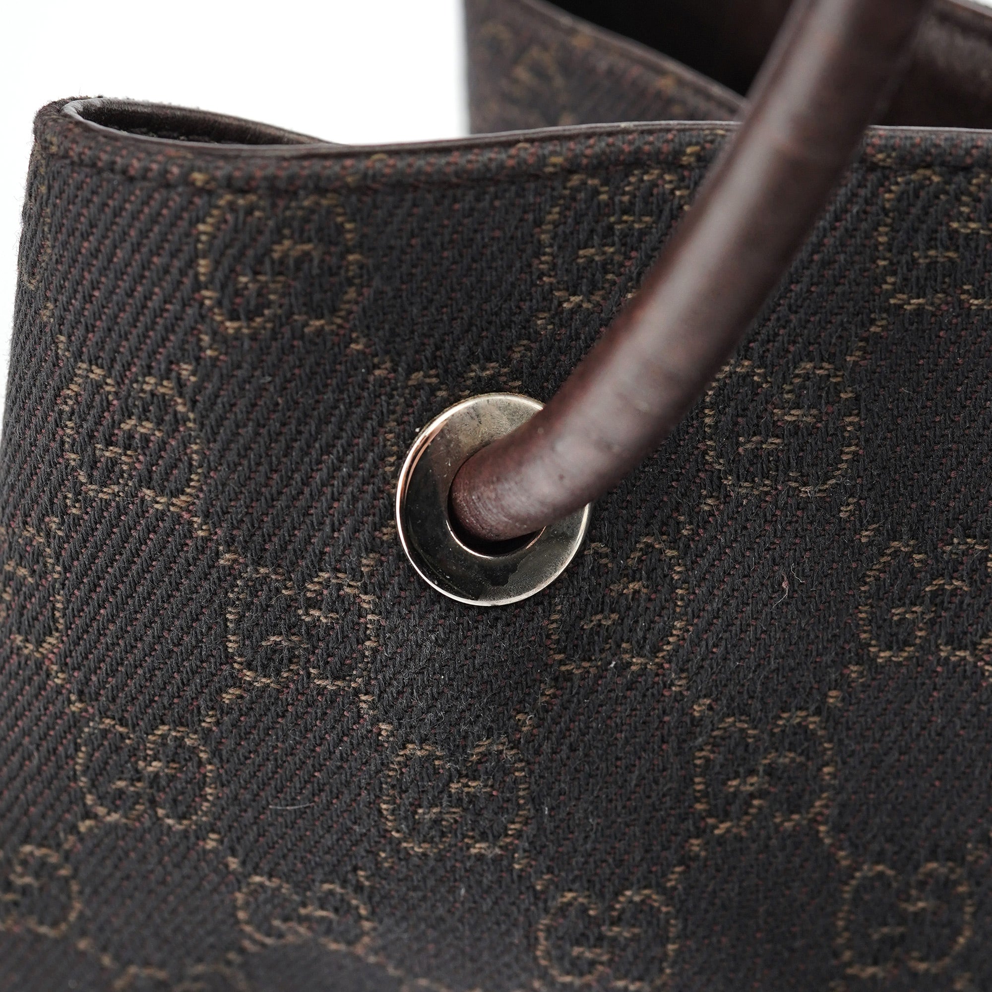 Gucci Brown Canvas Leather GG Tote Bag