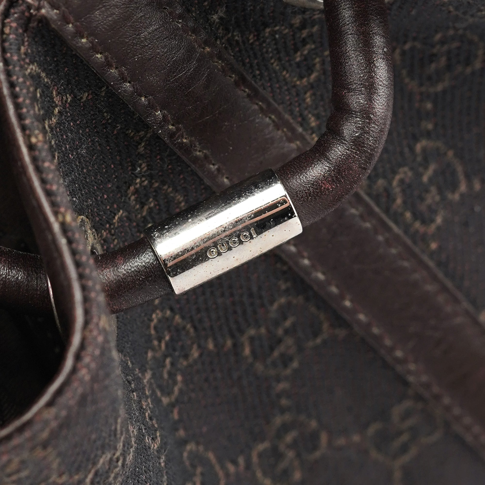 Gucci Brown Canvas Leather GG Tote Bag