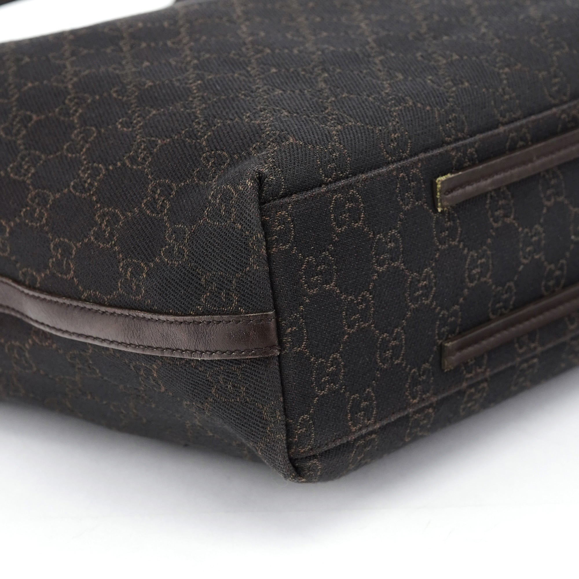 Gucci Brown Canvas Leather GG Tote Bag