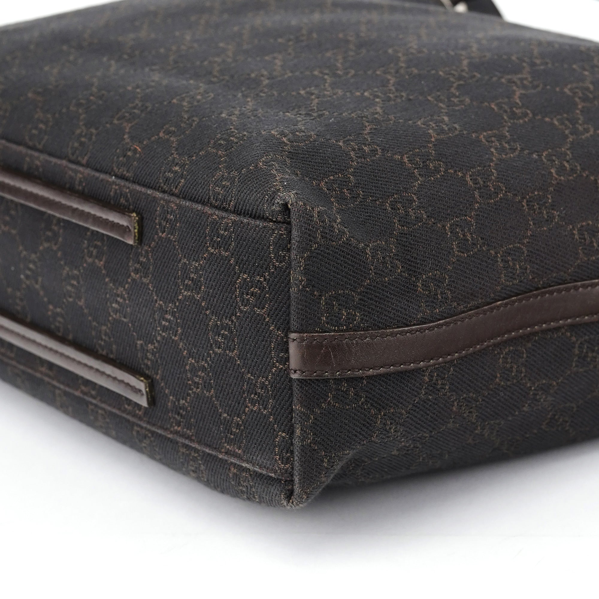 Gucci Brown Canvas Leather GG Tote Bag
