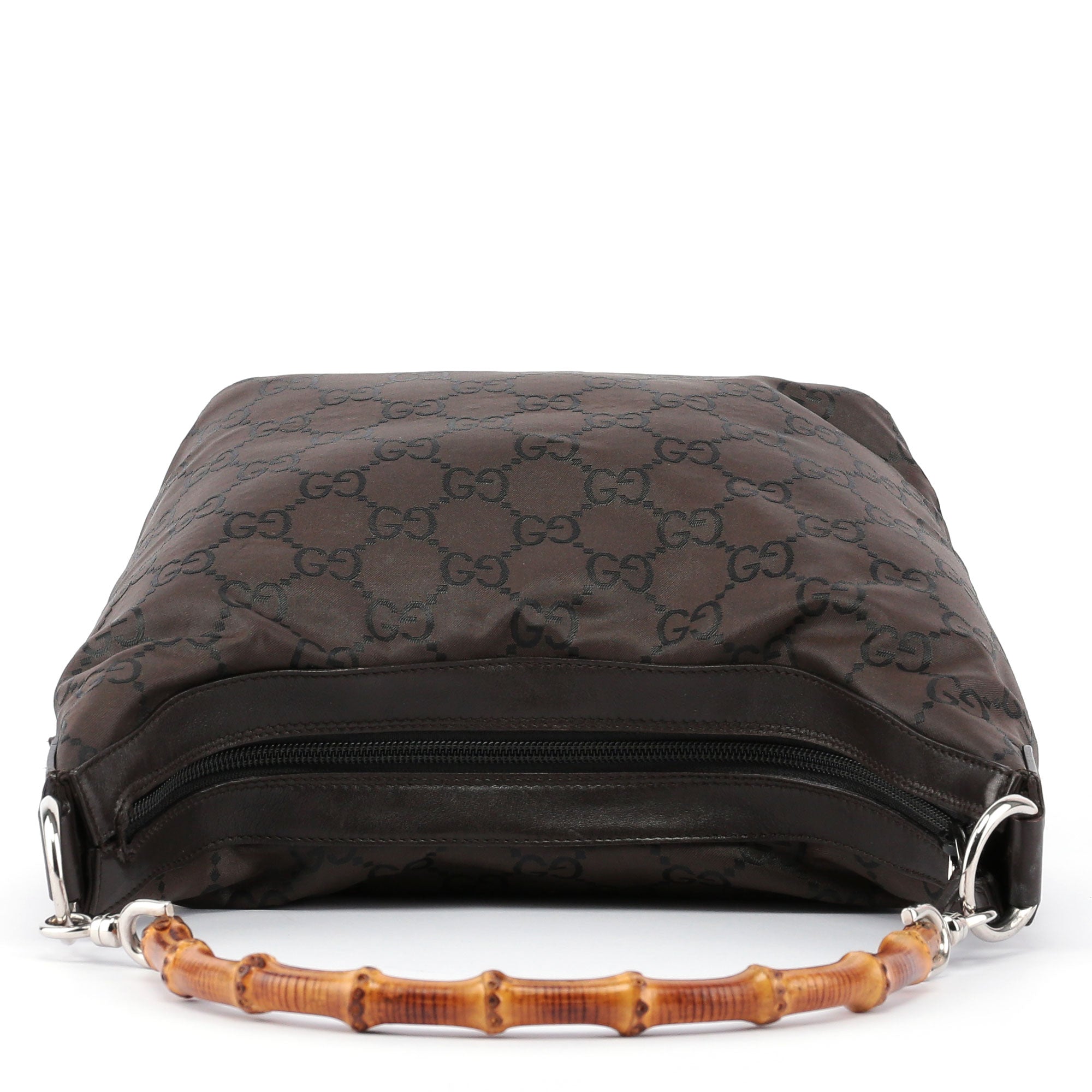 Gucci Bamboo Schultertasche aus braunem GG Canvas