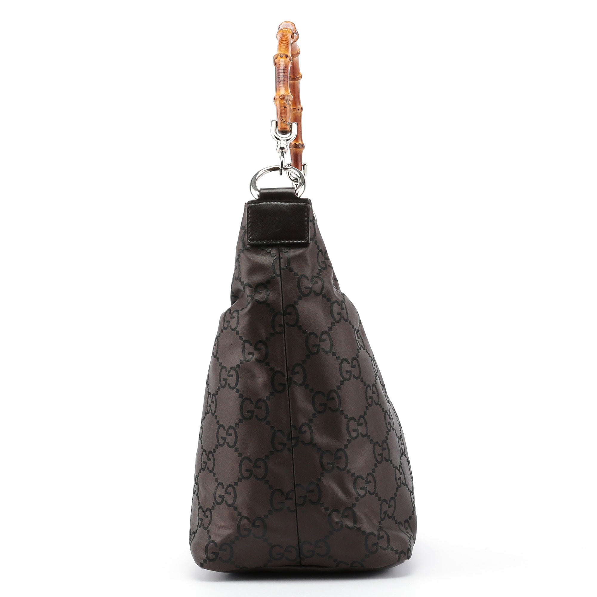 Gucci Bamboo Schultertasche aus braunem GG Canvas